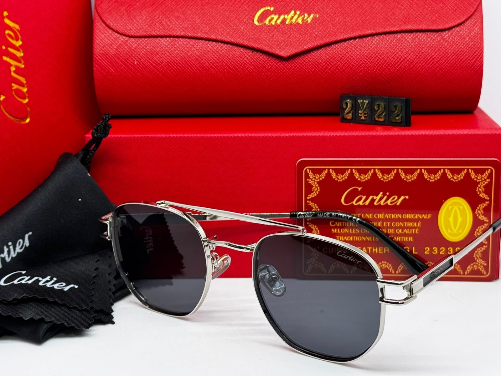 Cartier Luxury Polarized Sunglasses – Silver Frame | Model 2Y22
