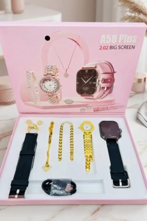A58 Plus 2.02" Big Screen Smart Watch Gift Set – Luxury Women's Smartwatch with Jewelry Straps (3 Colors