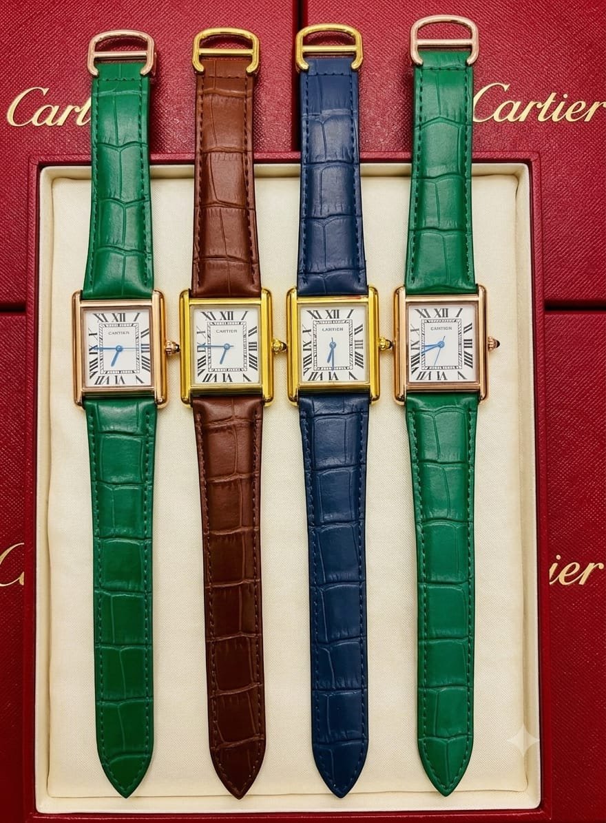 Cartier Luxury Men's Leather Strap Wrist Watch Collection (Multiple Colors) - Image 5