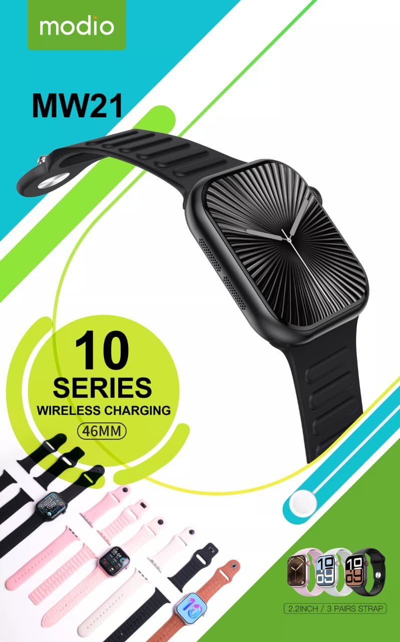 Modio MW21 Smart Watch with 3 Interchangeable Straps - Image 3