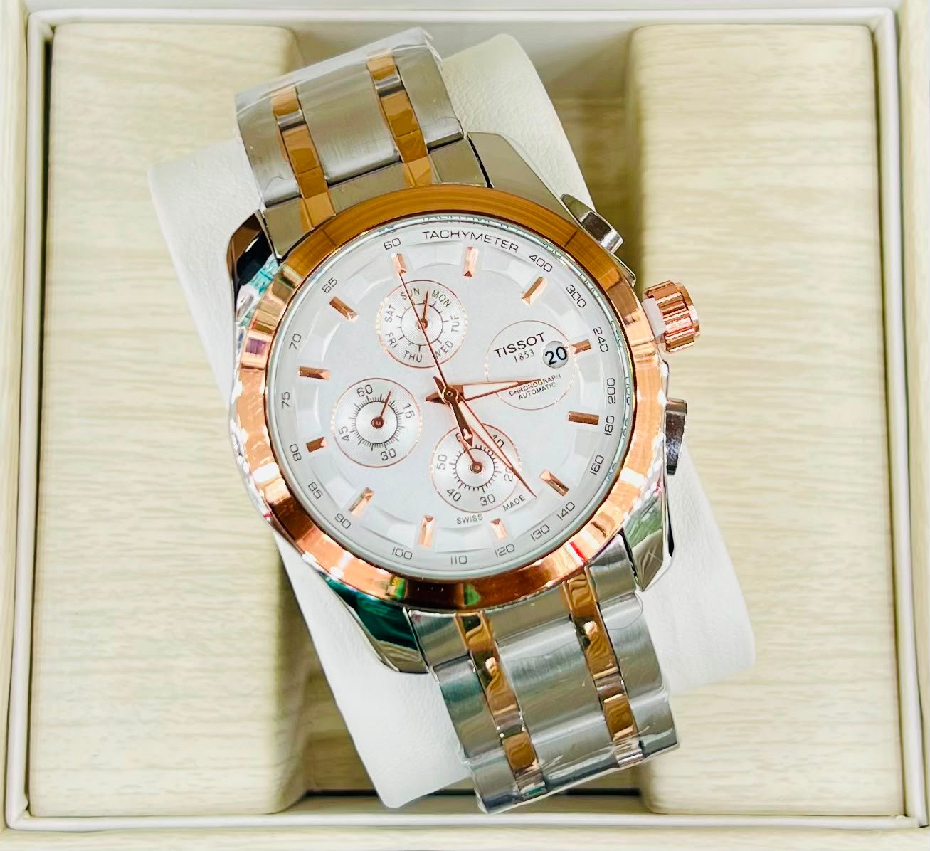 Tissot Luxury Men’s Stainless Steel Chronograph Quartz Watch - Image 5
