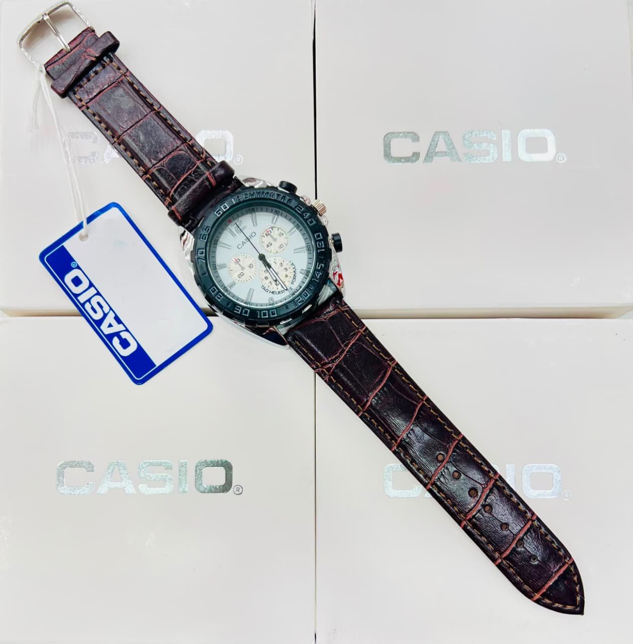 Casio Collection Luxury Men’s Leather & Steel Quartz Watch - Image 12