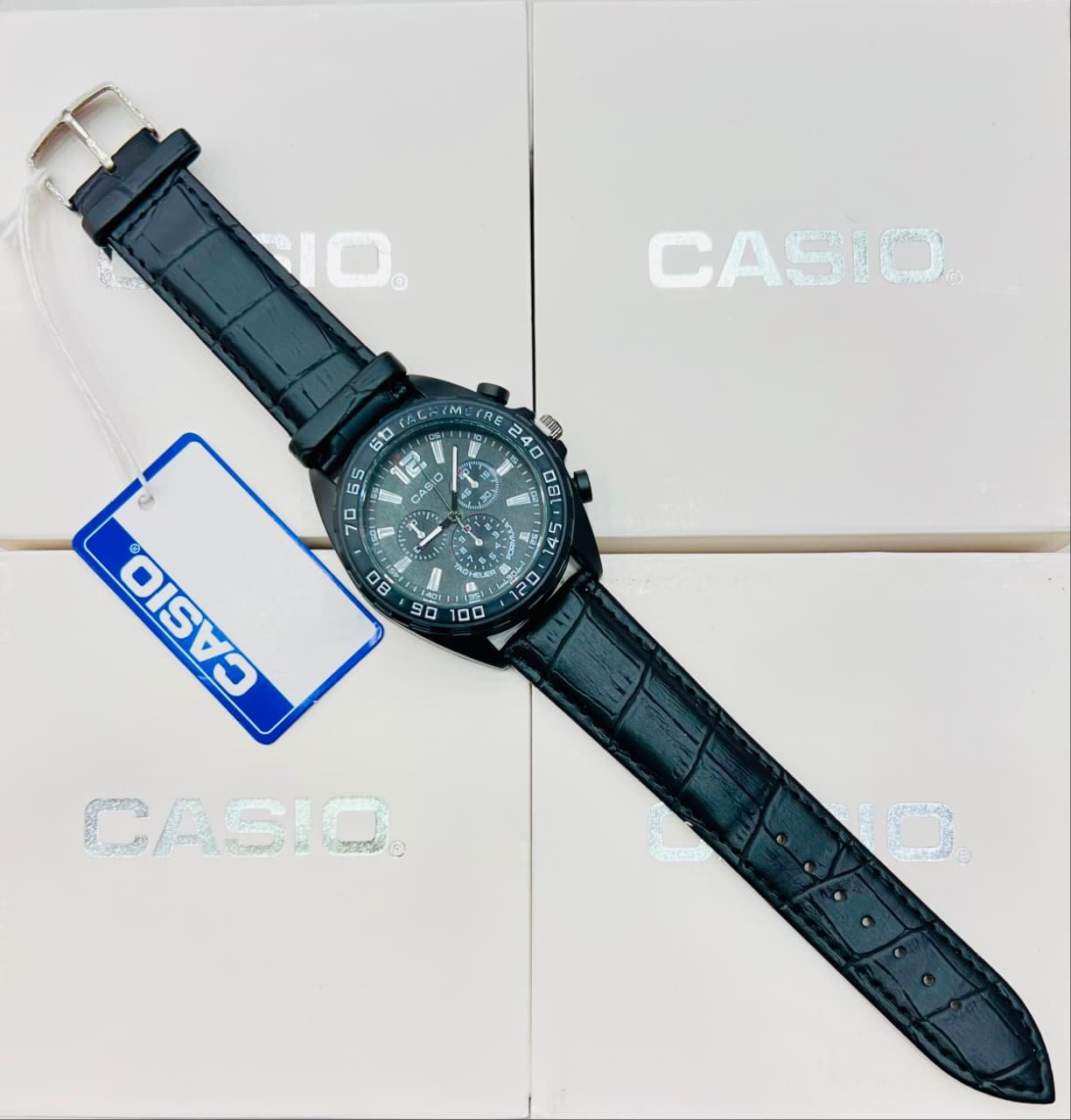 Casio Collection Luxury Men’s Leather & Steel Quartz Watch - Image 8
