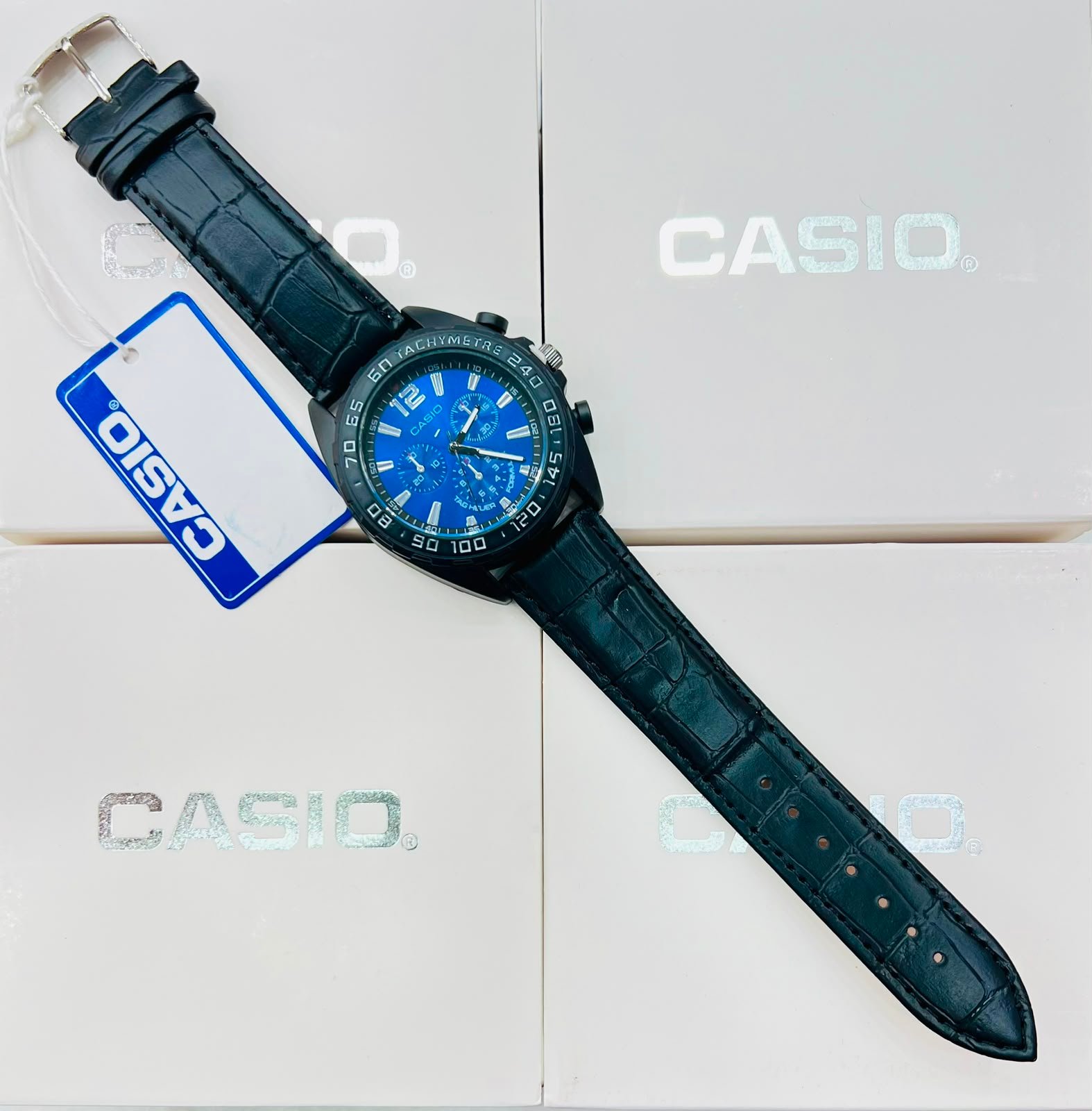 Casio Collection Luxury Men’s Leather & Steel Quartz Watch - Image 7