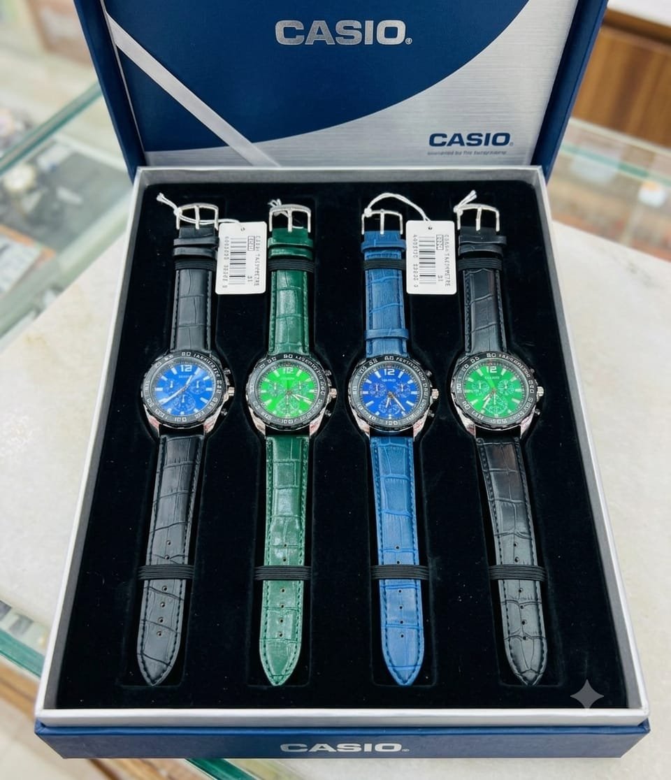 Casio Collection Luxury Men’s Leather & Steel Quartz Watch - Image 4