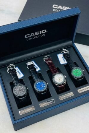 Casio Collection Luxury Men’s Leather & Steel Quartz Watch