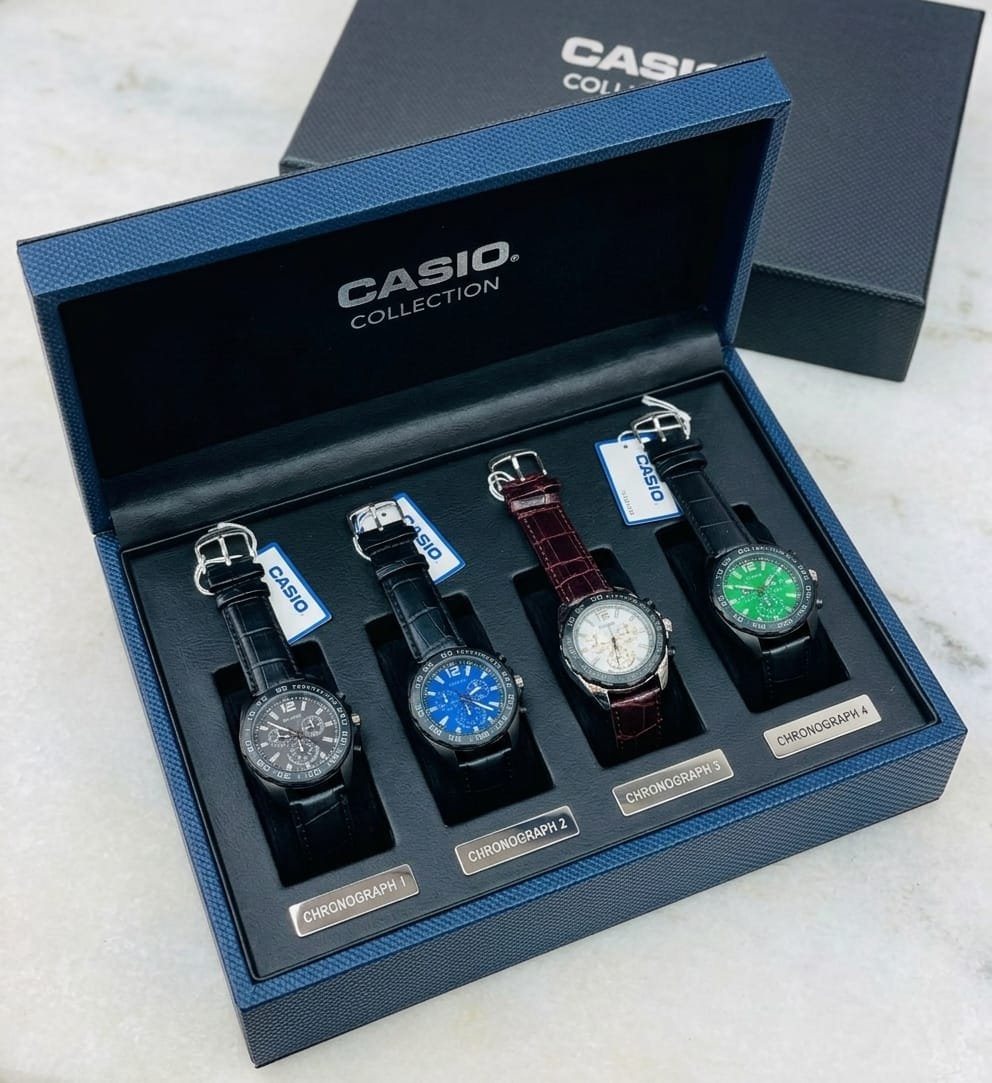 Casio Collection Luxury Men’s Leather & Steel Quartz Watch