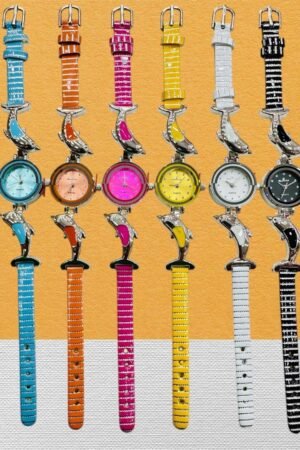 Trendy Colorful Leather Strap Wristwatch for Women - Stylish Casual Quartz Watch