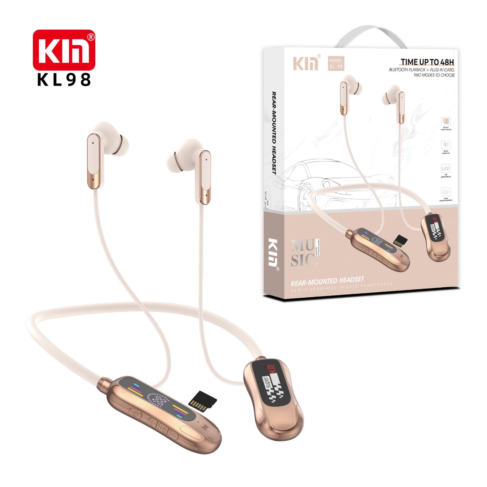 Kin KL98 Wireless Bluetooth Neckband Earphones with Digital LED Display