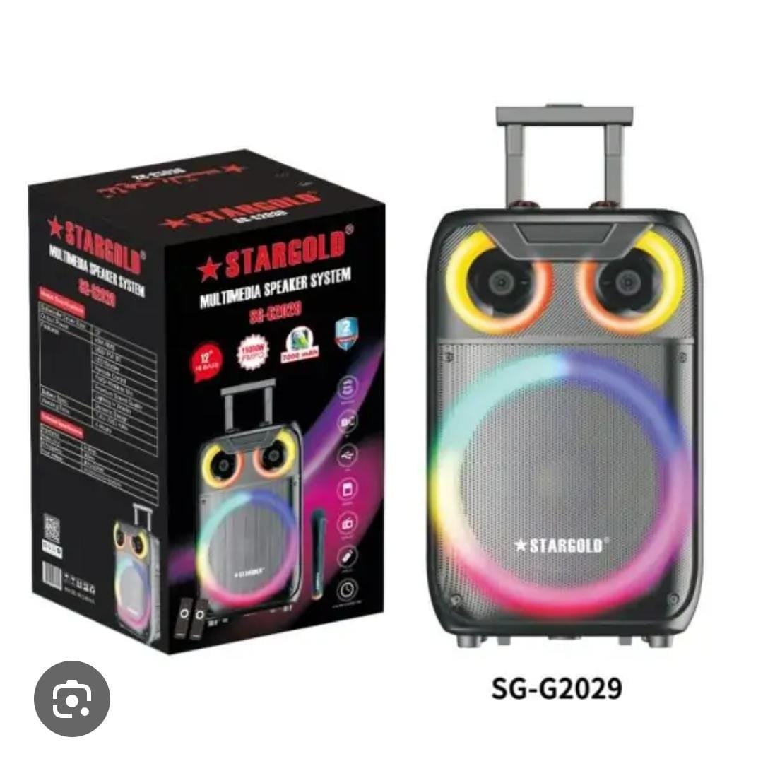 STARGOLD Portable Trolley Party Speaker System with Wireless Mic & RGB Lights (SG-G2029)