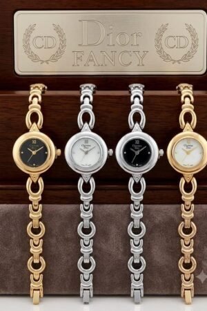 Dior Fancy Luxury Women’s Chain Bracelet Watch – Elegant Round Dial with Metallic Link Strap (Multiple Colors)