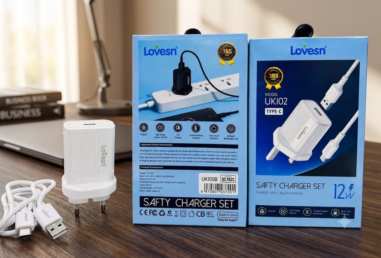 Lovesn Fast Safety Charger Set (Wall & Car Charger with Cable)